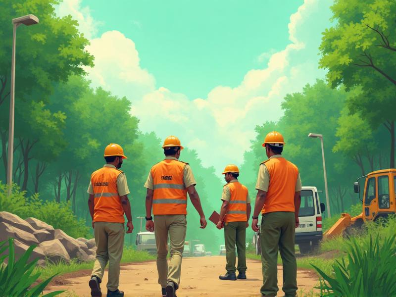 Authority taking action - Municipal workers addressing reported civic issue